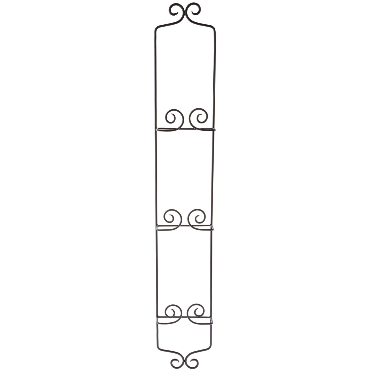 Bard's Black Wrought Iron Wall Mountable Vertical Hanger for 3 Plates, 39" H x 6" W x 2" D (For 8.5"-10" Plates)